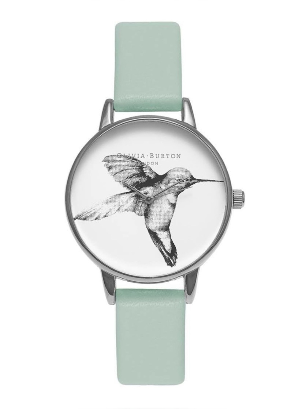 **NWOT Anthropologie Olivia Burton Animal Motif Mint & Silver Hummingbird Watch